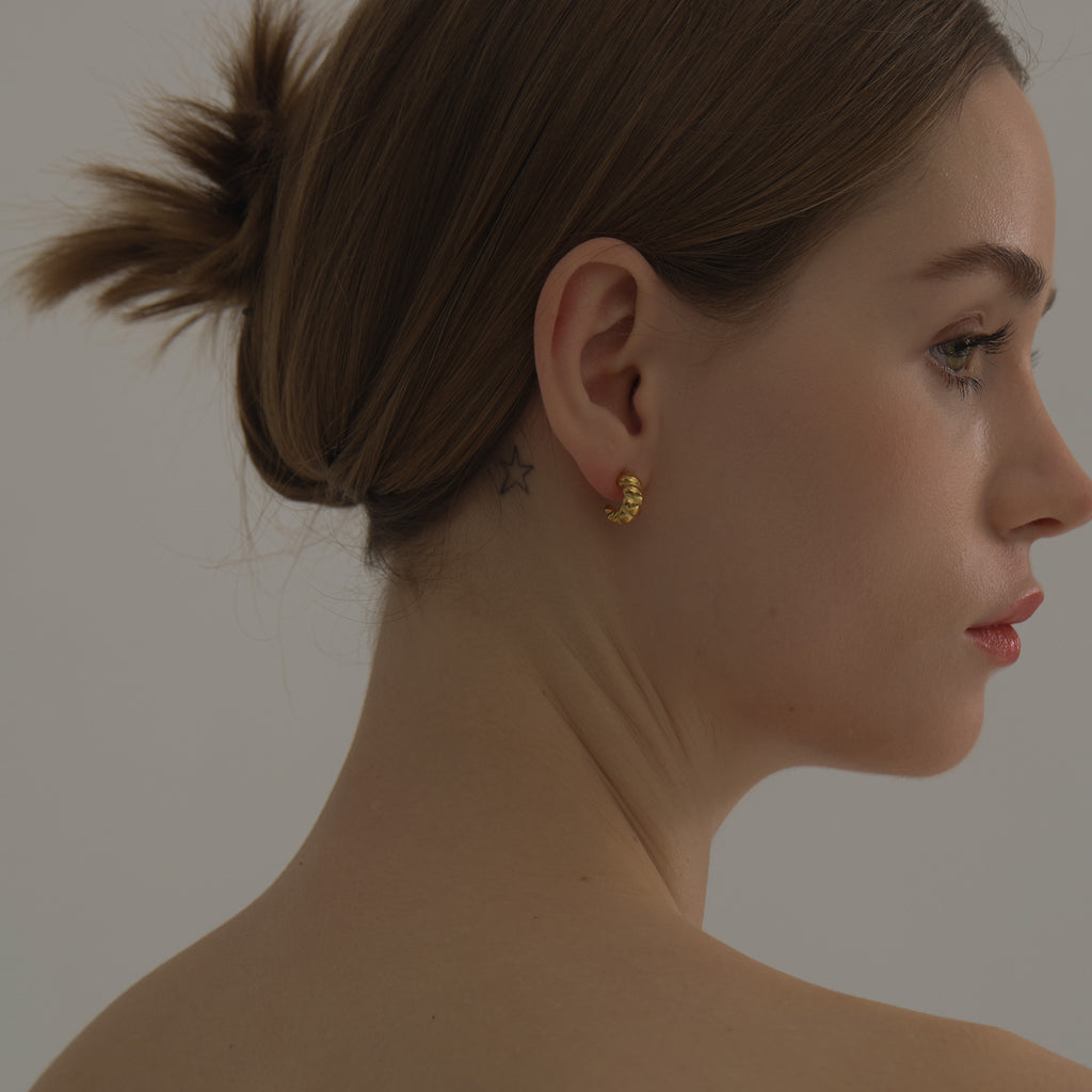Croissant Twisted Gold Hoop Earrings - Joey Baby
